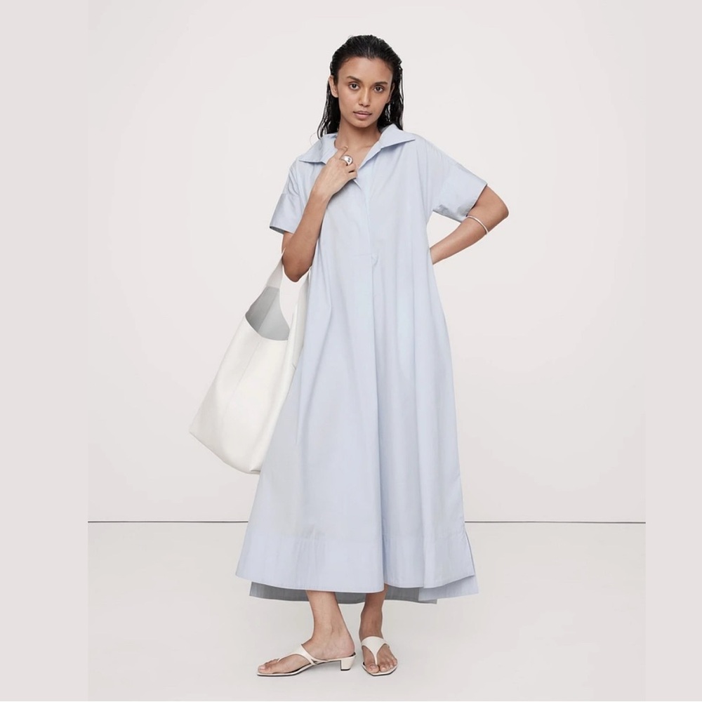 NWT! Banana Republic Cirrus Blue Cruz Poplin Maxi Dress - Size XL/XXL